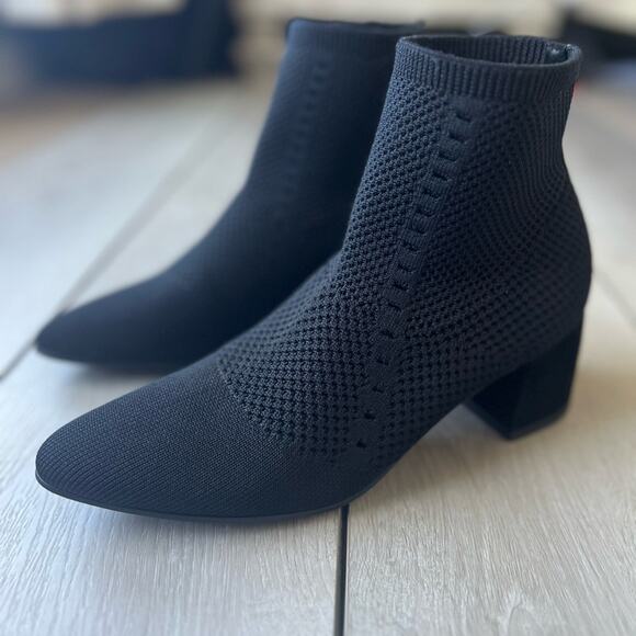 Eileen Fisher Stretch Knit Bootie size 7.5 Black Ankle Boot - Picture 3 of 5
